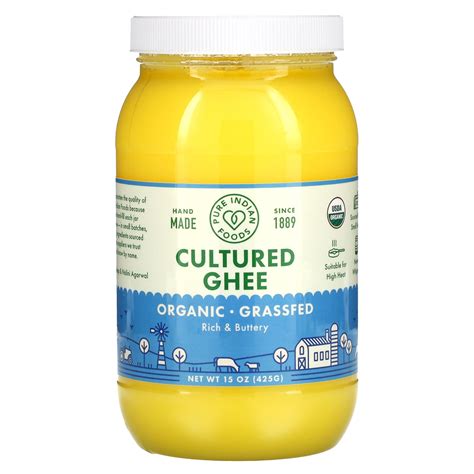 Organic Grass Fed Cultured Ghee Oz G Pure Indian Foods