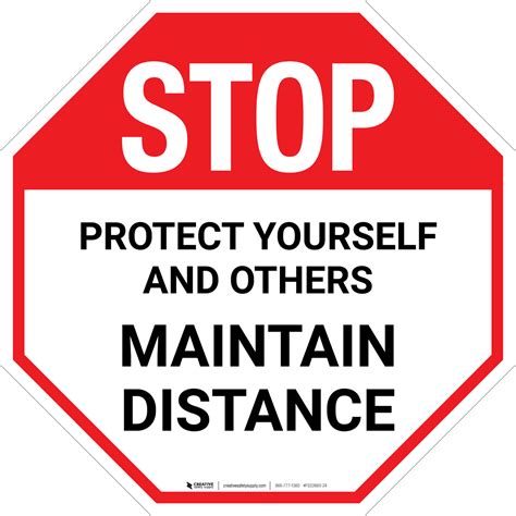 Stop Protect Yourself And Others Maintain Distance Stop Floor Sign