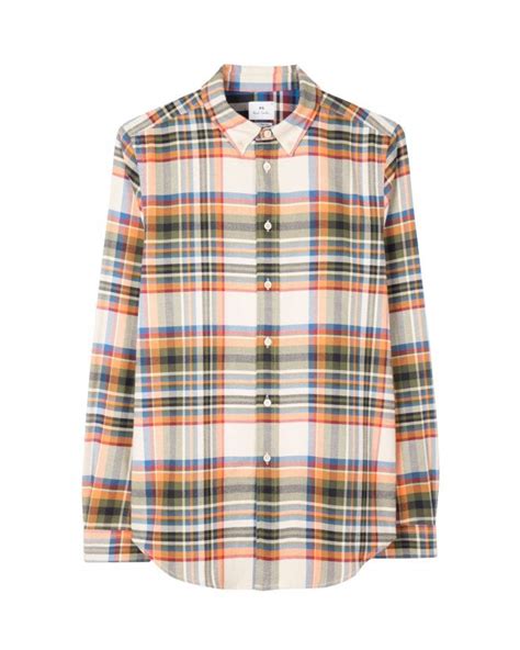 Paul Smith Mens Multicoloured Tailored Fit Flannel Check Shirt
