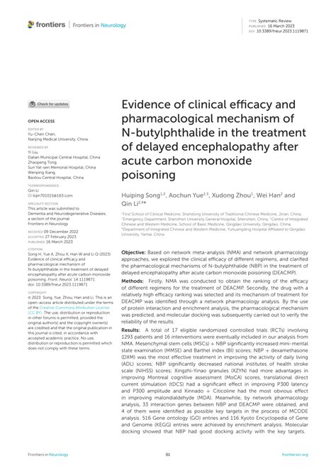 Pdf Evidence Of Clinical Efficacy And Pharmacological Mechanism Of N