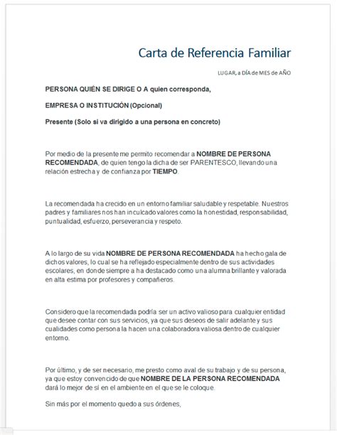 Carta de recomendación laboral para chofer. Formato de carta de recomendación familiar a un hermano ...