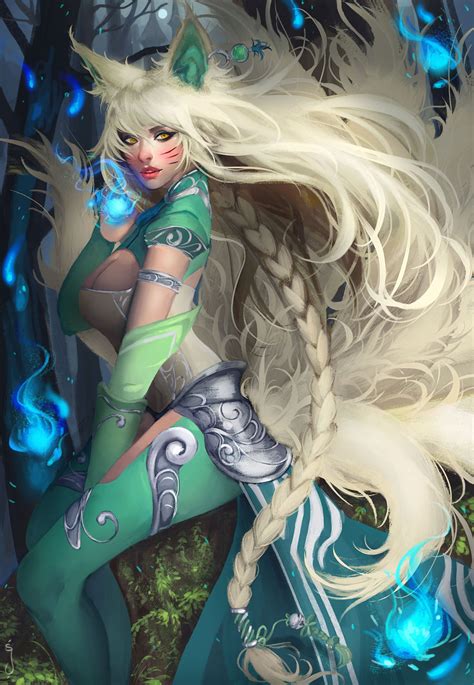 Lol Skin Concepts Turquoise Ahri League Of Legends Fan Art By