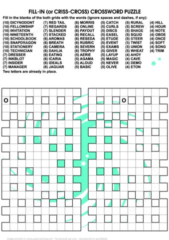 Printable Criss-Cross Puzzle for Adults | Free Printable Puzzle Games