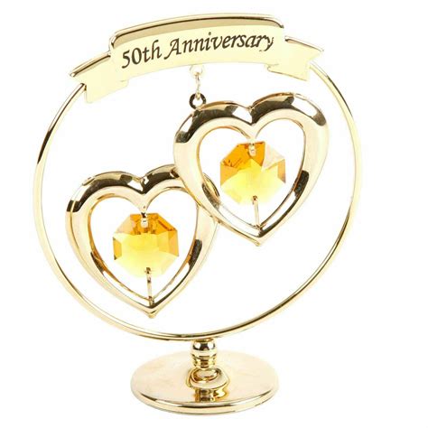 50th Anniversary Gifts Two Hearts Ring Ornament By Crystocraft EBay