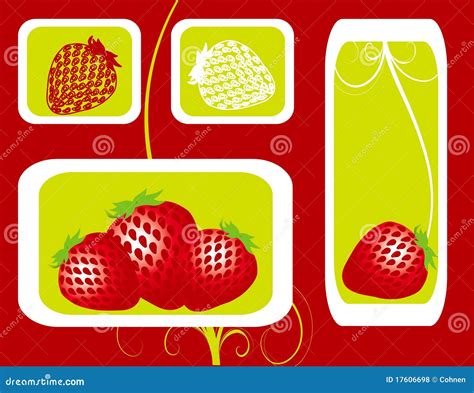 Abstract Fruit Illustration Strawberry Red Stock Vector Illustration