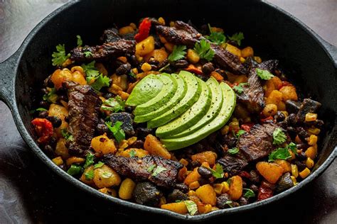 Mix potatoes, onion, salt and pepper. Southwest Steak Skillet Hash | Recipe | Skillet steak ...