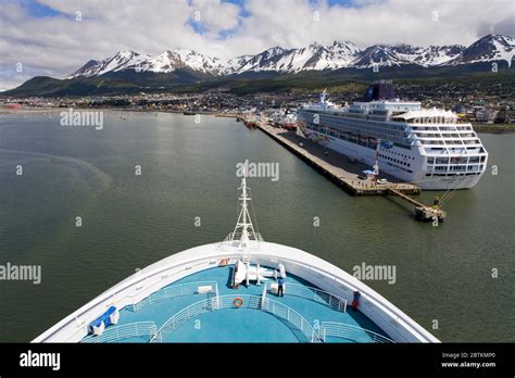 Cruise Ship Entering Port Of Ushuaia Tierra Del Fuego Patagonia