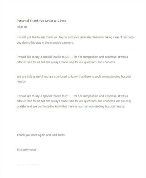 Business Thank You Letter To Client