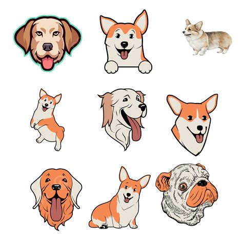Cute Different Dogs Head Style Vector Pets Cute Dogs Png And Vector