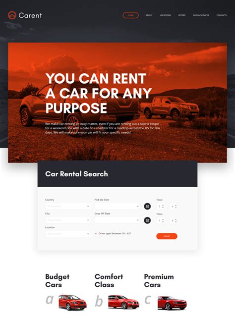 6 Of The Best Bootstrap Website Templates For Rental Car Companies Down