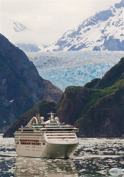 Cruise Ship In Tracy Arm Fjord Alaska Stock Image Image Of Winter
