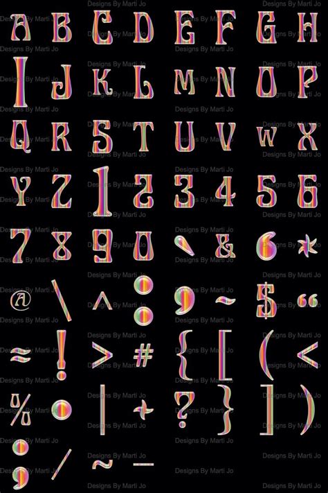 Rainbow 1970s Alphabet Letters Digital Clipart Etsy In 2021