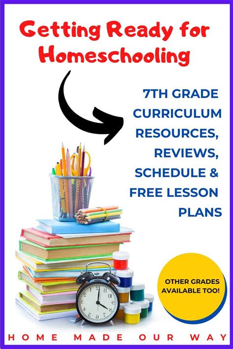 7th Grade Homeschool Resources Schedule And Lesson Plans