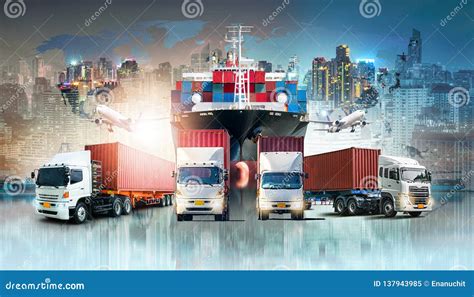 Global Business Logistics Import Export Background And Container Cargo