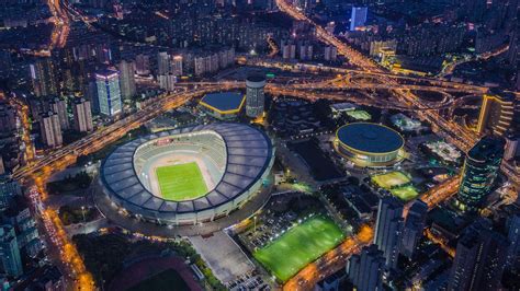 Aerial View Of Shanghai Stadium In Xuhui District China Windows