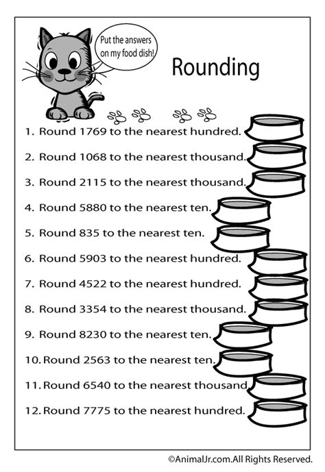 Math Worksheet: Rounding Numbers up to 4 Digits | Woo! Jr. Kids Activities