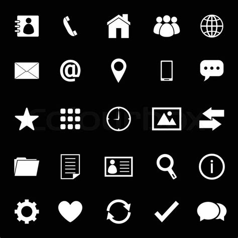 Contact Icons On Black Background Stock Vector Colourbox