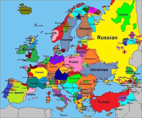 Individual Languages Of Europe Language Map Geography Map Europe Map