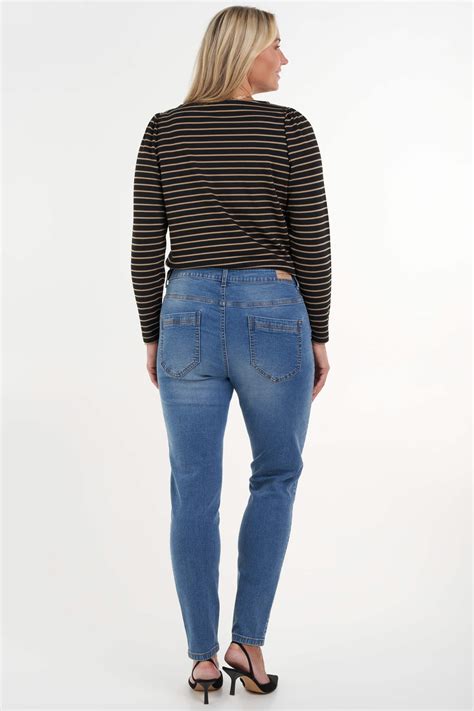 dames skinny leg high waist jeans cherry stonewash denim bij ms mode®