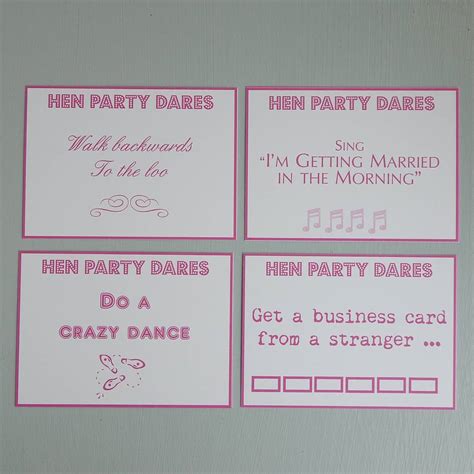 Hen Party Dare Cards By Daisyley Designs