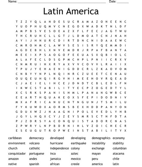 Latin America Word Search Wordmint
