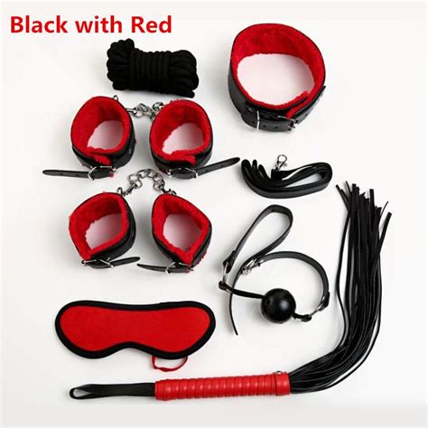 Sex Bondage Kit Sexy Products Adult Games Sex Toy Set Hand Cuffs Footcuff Whip Rope Blindfold