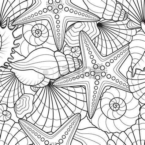 Hochwertige muschel malvorlagen sind ein wahrer schatz für jeden elternteil. Seamless background with starfish and seashells | Crafts- barn quilt | Pinterest | Seamless ...