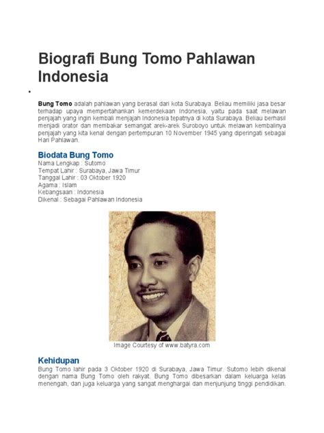 Biografi Bung Tomo Pahlawan Indonesia Pdf
