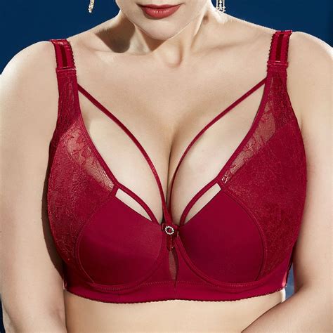 Plus Size G Cup Front Closure Embroidery Wireless Full Coverage Bras Harness Bra Bra Styles