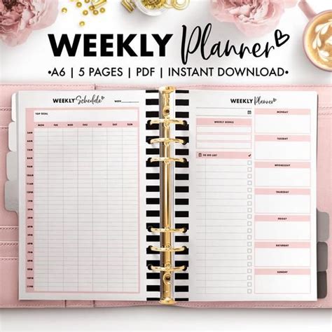 A6 Planner Essentials Weekly Schedule Planner Weekly Planner