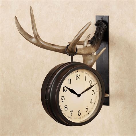 Buckley Resin Deer Antler Rustic Hanging Wall Clock