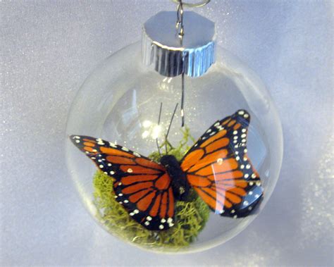 Butterfly Christmas Ornament Monarch Captive Inside Clear Glass World