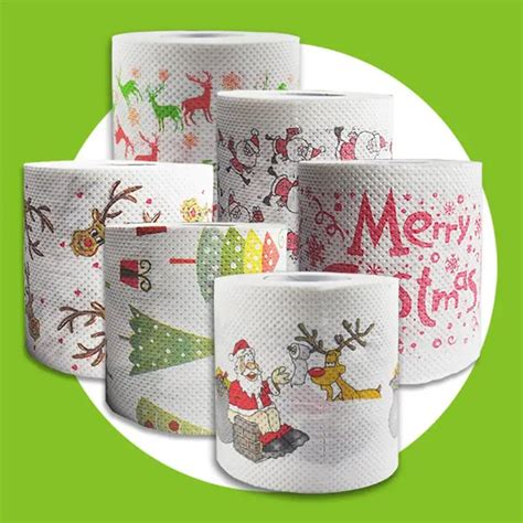 Wholesale Christmas Printing Paper Toilet Tissues Novelty Roll Toilet Paper Christmas Decoration