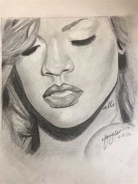 Pencil Drawing Of Rihanna