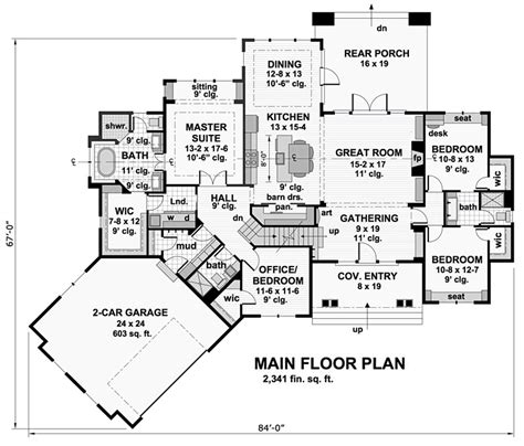 House Plan 42679 Tudor Style With 2341 Sq Ft 4 Bed 3 Bath