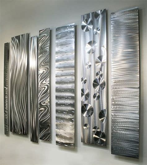 All Natural Silver Modern Metal Wall Accent Etched Designs Etsy