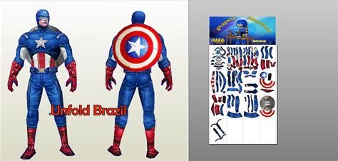 Unfold Brazil Papercraft Capit O America Avengers
