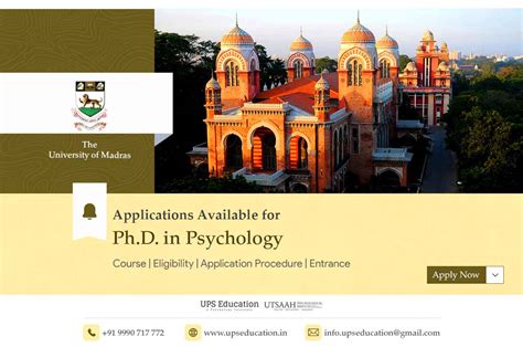 Phd In Psychology Admissions Open At The University Of Madras—ups