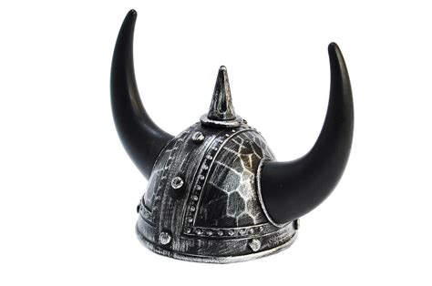 Medieval Viking Warrior Horns Black Helmet Fancy Dress Costume Hat