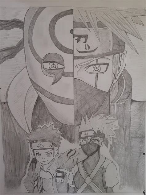 My First Naruto Sketchkakashi X Obito😁😄 Rnaruto