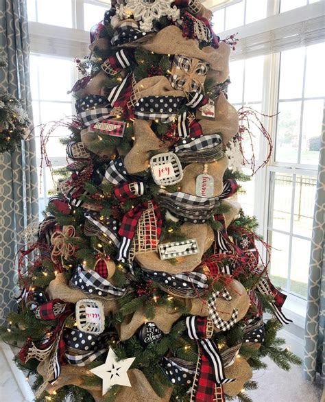 Buffalo Check Christmas Tree Decorated With Different Ribbons