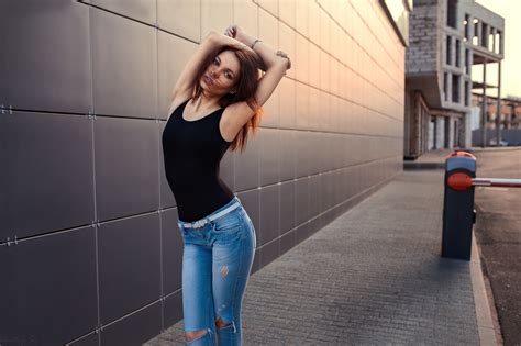 Women Model Straight Hair Long Hair Looking At Viewer Tight Clothing Arms Up Armpits