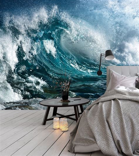 Removable Wallpaper Mural Peel And Stick Ocean Wave Etsy Mural