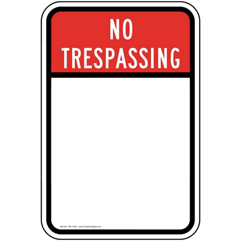 Vertical Sign No Trespassing No Trespassing Blank Write On Sign