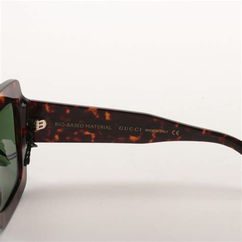 Gucci Gg1111s Havana Green Square Sunglasses With Case Ebth