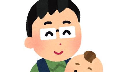 無料イラスト かわいいフリー素材集 赤ちゃんを抱っこしているお父さんのイラスト