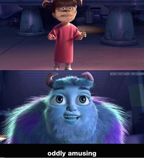 Hilarious Faceswap Of Sully Boo Monsters Inc Funny Disney Memes