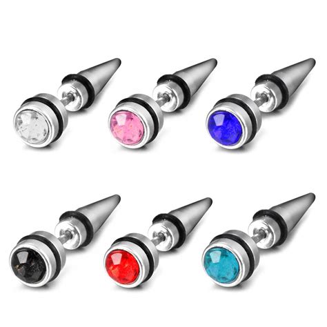 5 Colors Punk Stainless Steel Stud Earrings Woman Mens Punk Earrings