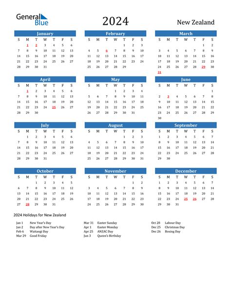 2024 Calendar Nz Printable Pdf 2024 Calendar Printable