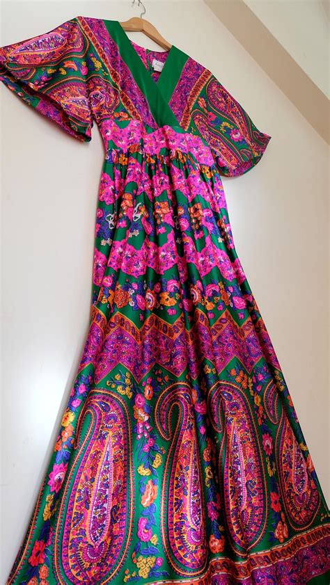 vintage 1960s maxi dress psychedelic 60s dresses 1970s etsy